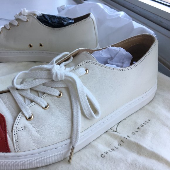 Charlotte Olympia red lips leather sneaker sz 40 - Picture 4 of 8